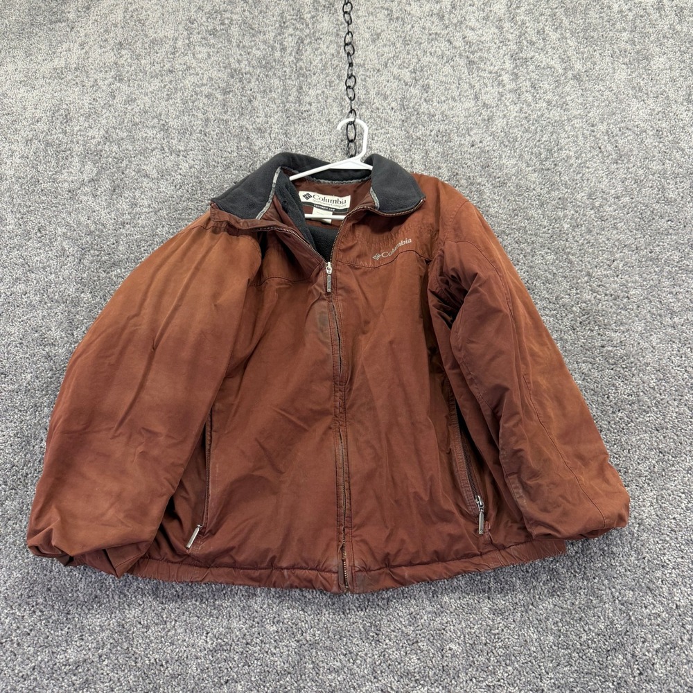 Columbia Jacket Mens L Brown Full Zip Fleece Lined Outdoor
